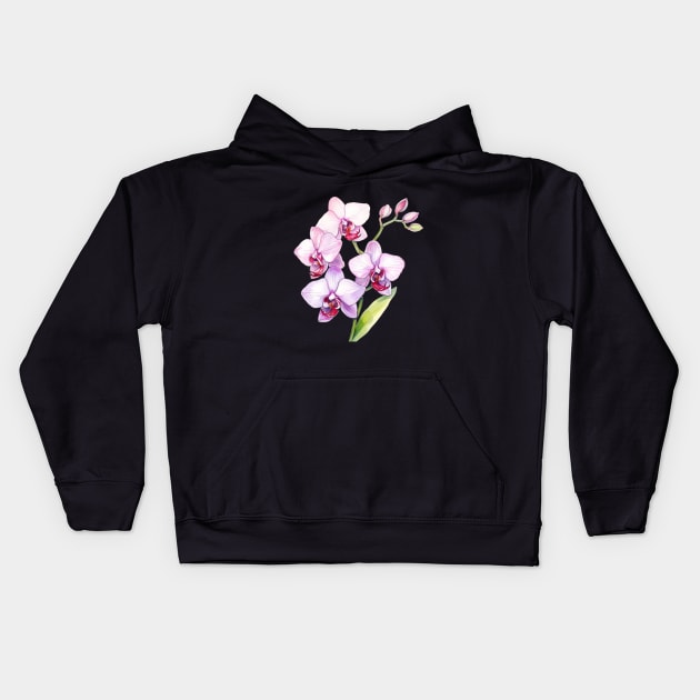 Cute Orchid Art Kids Hoodie by Pastel Craft